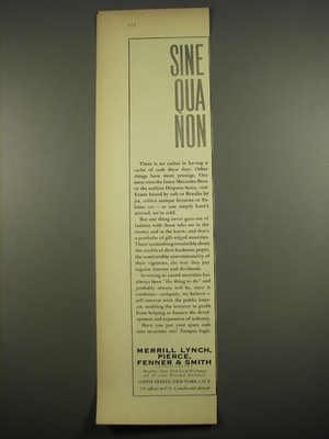 1961 Merril, Lynch, Pierce, Fenner & Smith Ad - Sine Qua Non