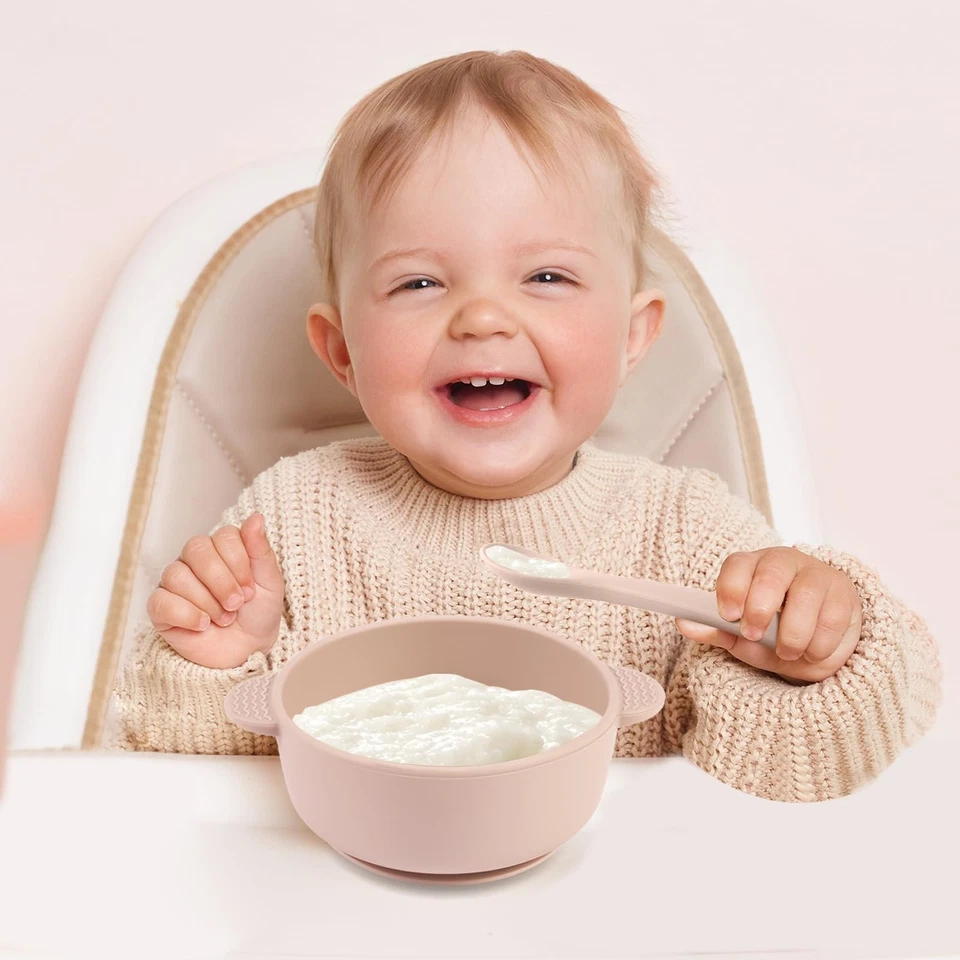 Pack de 3 cuencos para bebé Eascrozn con ventosa y paquete de 3 cucharas para bebé, sin BPA, Foto 3 de 4