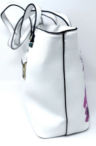 NWOT Adrienne Vittadini Purse Tote Bag Vegan Leather White Poppy Garden Floral - 第 8/19 張圖片