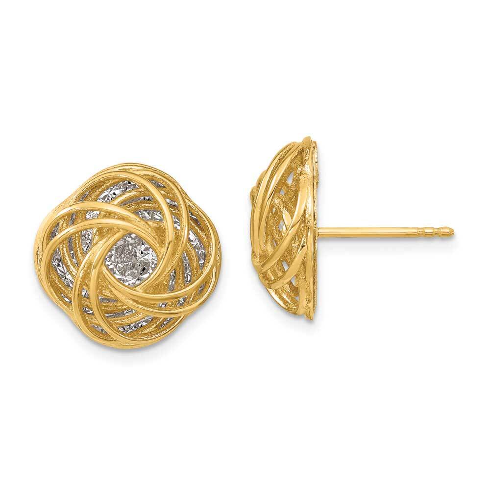 14k Gold Two-Tone Polished D/C Love Knot Earrings 0.61