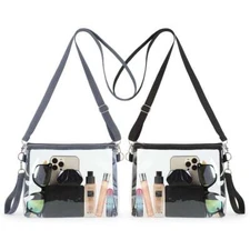 Clear PVC Tote Bag Women Large Transparent Handbag Zip Purse Stadium Security