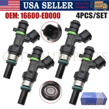 4 Fuel Injectors 16600-ED000 for 2007-2013 Nissan Versa Micra Tiida Qashqai 1.6L