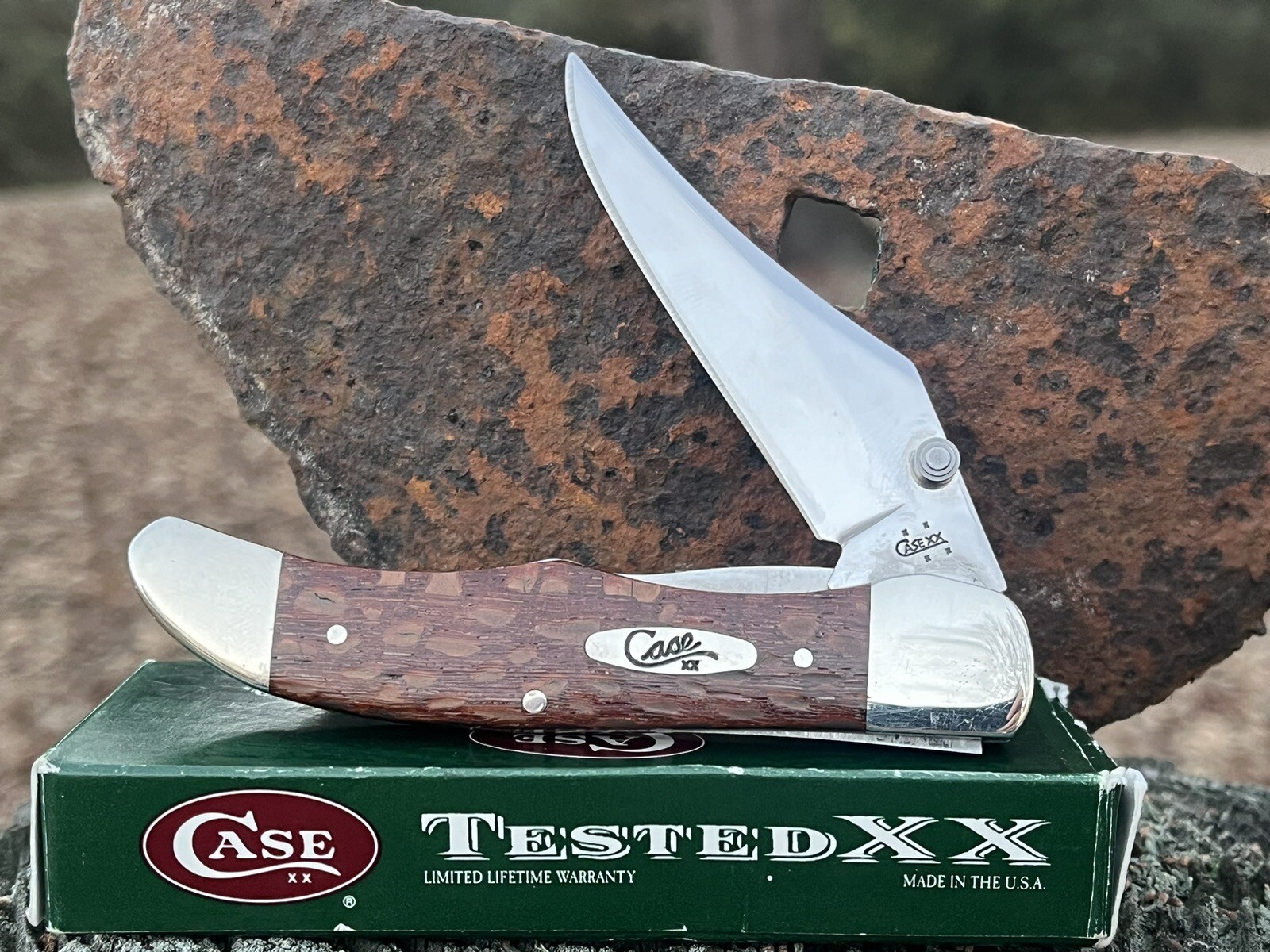 CASE XX LACE WOOD MID FOLDING HUNTER POCKET KNIFE eBay