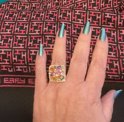 NIB EFFY WATERCOLORS 14K ROSE GOLD RING SAPPHIRES & DIAMONDS Sz7.5   $6550
