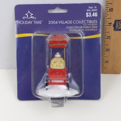 Holiday Time 2004 Village Collectibles Popcorn Cart Christmas Figurine Walmart