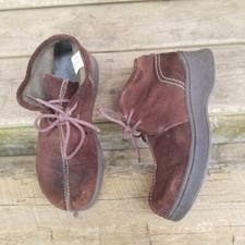 Vintage 90s y2k Lower East Side Brown Suede Leather Chunky Platform Ankle Boots