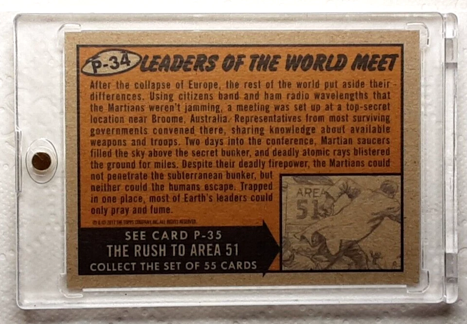 2017 Mars Attack's The Revenge Bronze Card P34 LEADERS OF THE WORLD MEET - Image 2 of 2