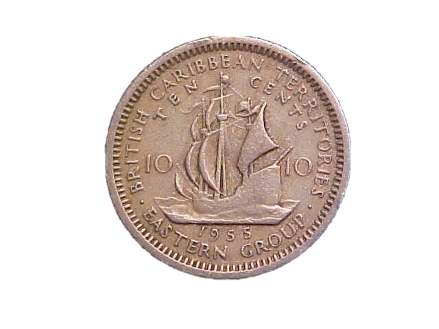 1955 British Caribbean Territories 10 Cents Elizabeth II KM#5-Nice Circ