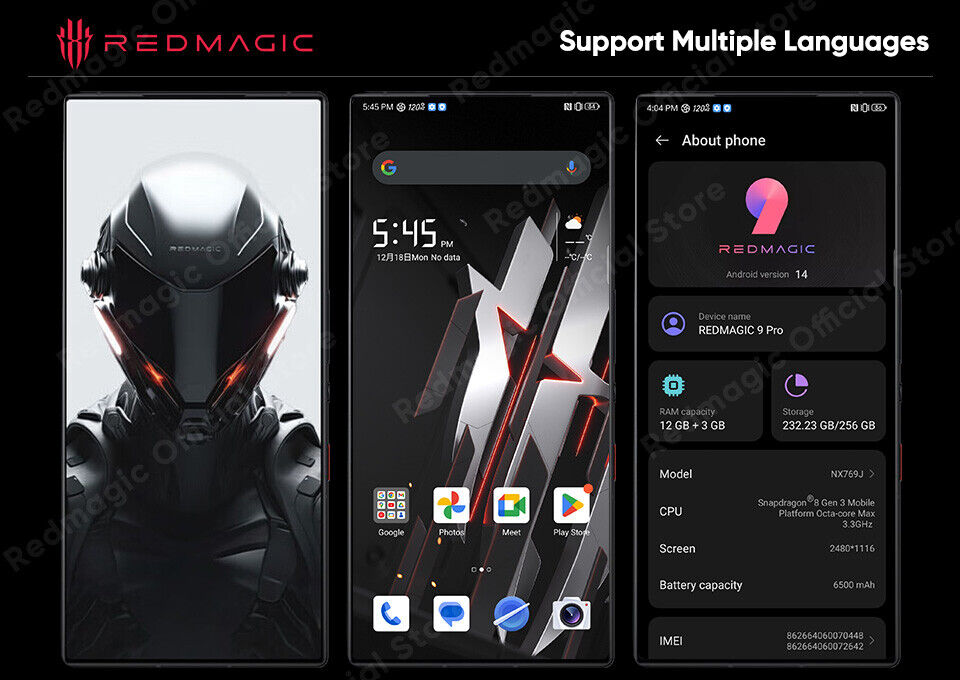 Global Rom】Nubia Red Magic 9 Pro+ / Red Magic 9 Pro 6.8 inches Snapdragon 8  Gen3 6500 mAh 165W wired SmartPhone