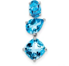 14K White Gold Blue Topaz Chain Slide Pendant PM7457-BT-W