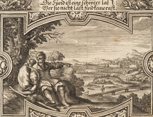 KÜSELL (*1626) nach STRAUCH (*1613), Emblem. Gefährliche Sündenlast, KSt. - Bild 3 von 5