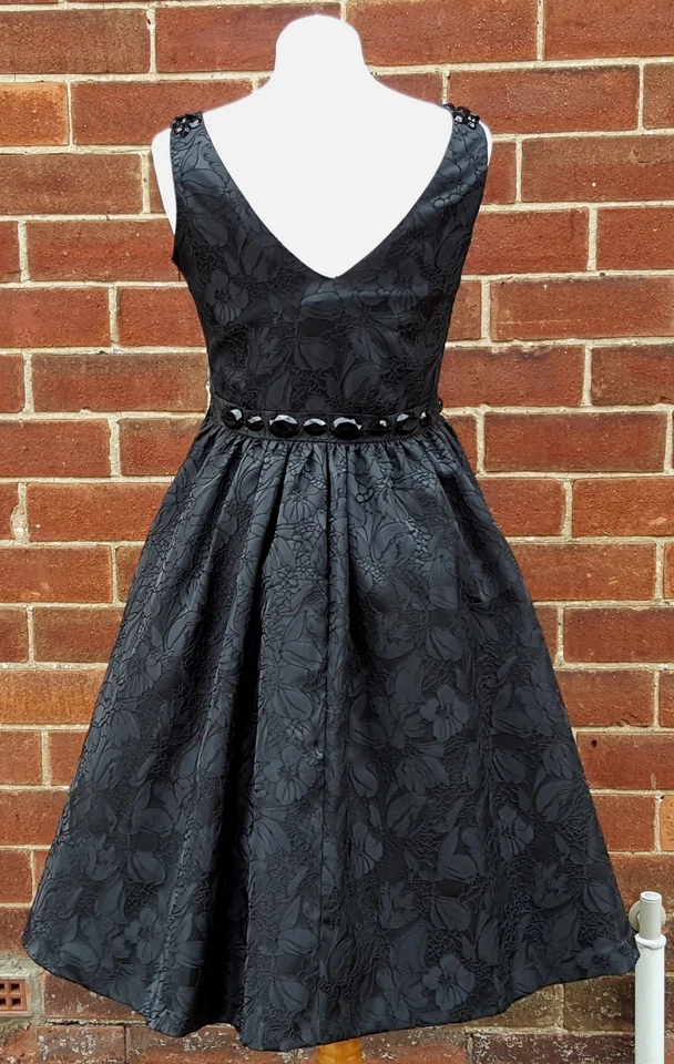 Debenhams Ben de Lisi Mujer Negro Graduación Vestido Fiesta Noche Gem Detalle UK - Imagen 3 de 4