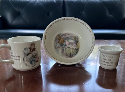Wedgwood Mrs Tiggy Winkle Beatrix Potter China Set - Bowl, Mug 