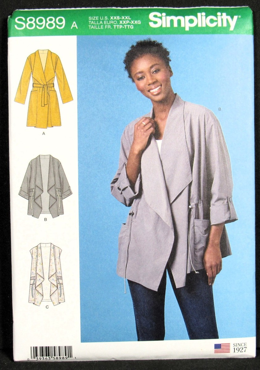 Jacket Coat Vest Misses Sizes XXS - XXL Simplicity 8989 Uncut