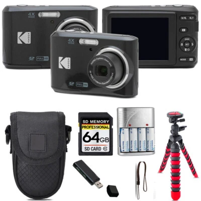 Kodak Pixpro FZ45 Camera (Black) + Tripod + Case - 64GB Kit