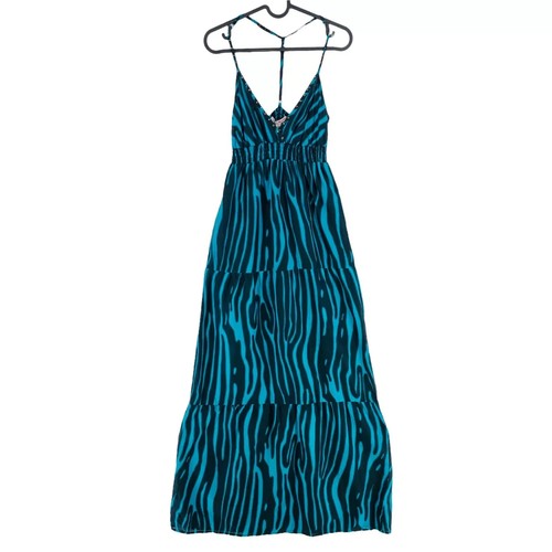 TALLY WEIJL Blue Striped 100% Cotton V Neck Maxi Dress Size XS EUR 34 - Picture 2 of 9