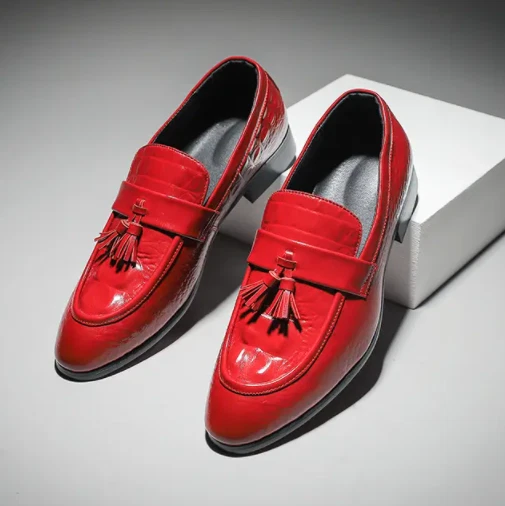 Mens Patent Leather Tassel Casual Slip-on Loafers Comfort Flats Oxfords Clubwear - Image 3 of 4