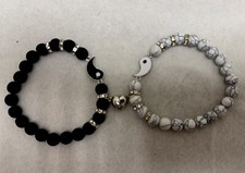 Couples Bracelets Magnetic Best Friends Beaded Black White Matching Jewelry