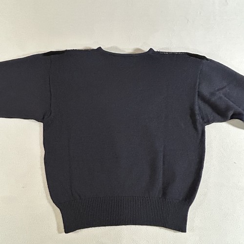 Suéter Vintage Cos Cob Para Mujer M Azul Negro Preppy Abuela Adornado Tejido Años 80 - Imagen 2 de 9