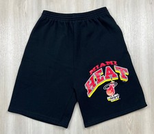 Vintage 1990 Miami Heat Logo 7 Sweat Shorts Made in USA Black Size Medium RARE!