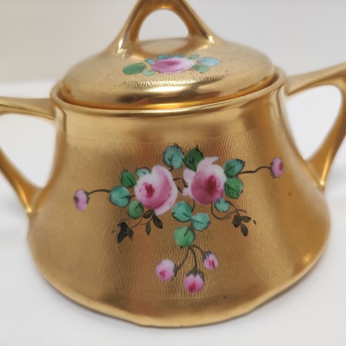 Pickard Z.S.C Bavaria Hand painted Teapot Set Gold & Pink Rose Signed Miller - Picture 19 of 24