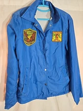 Vintage Nylon Windbreaker Jacket Sugar River & Elroy-Sparta  Patches Size Large 