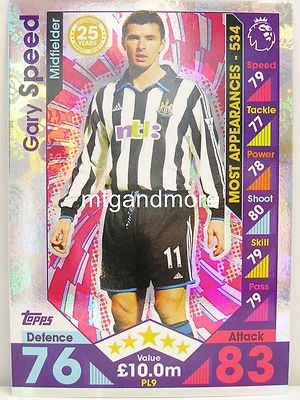 Match Attax 2016/17 Premier League -  PL9 Gary Speed - Player Legends