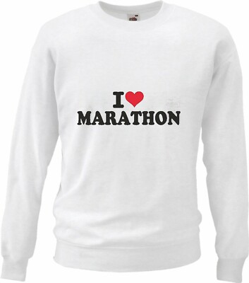Sweatshirt I LOVE MARATHON - JOGGING - RUNNING - RENNEN - TRIATHLON in Weiß