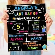 2 First Day and Last Day of School 12"x10" Glossy Cardstock Signs with Marker