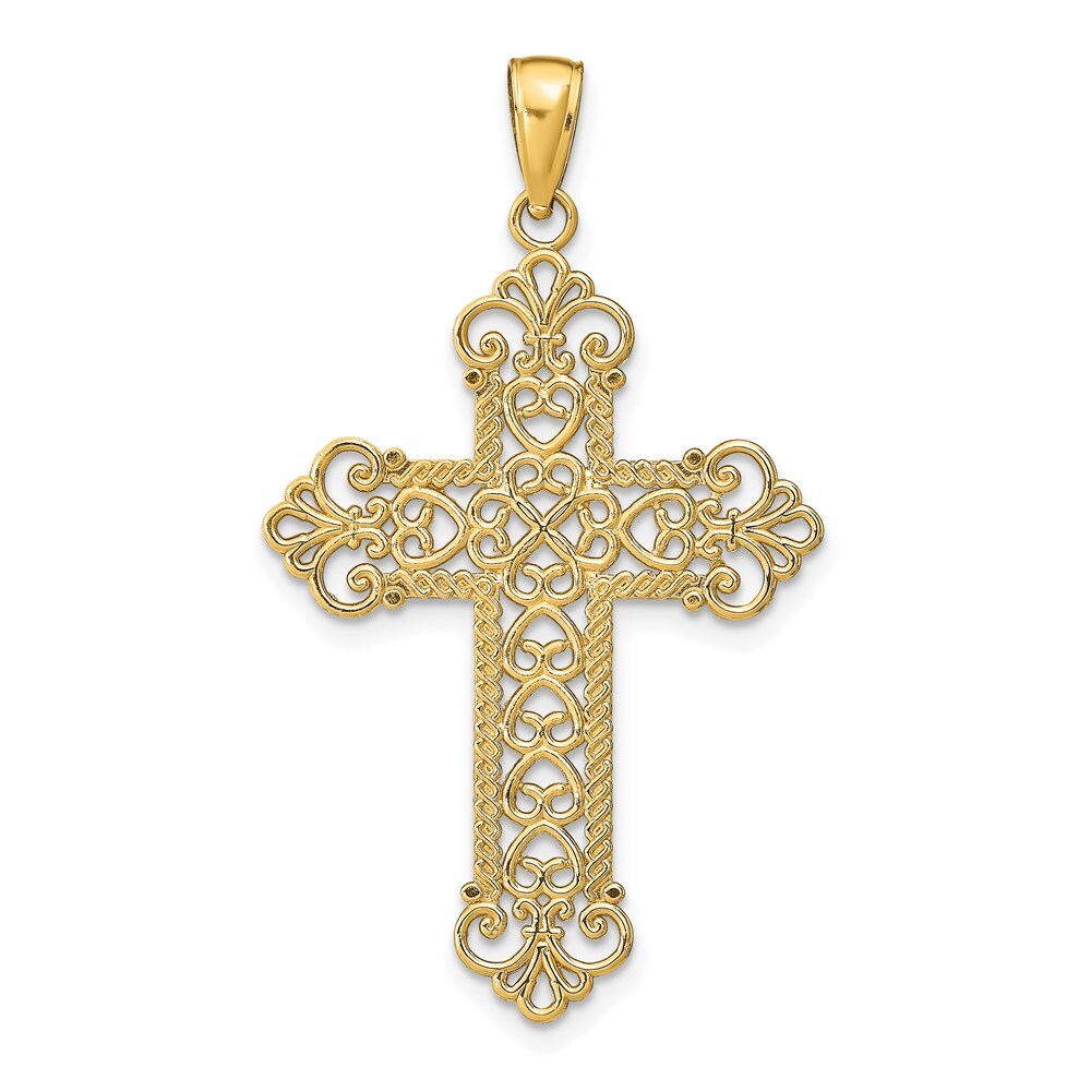 14K White Gold Large Rope Frame Filigree Cross Pendant 14K White Gold Large Rope Frame Filigree Cross Pendant