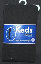 Keds Girls' Black Footed Heavyweight Tights - Large (10-14 yrs) 