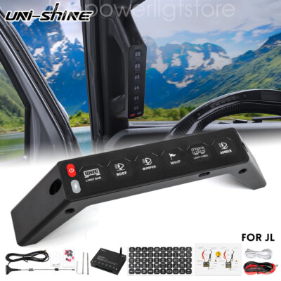 6 Gang Grab Handle Wireless Switch Panel For Jeep Wrangler JL 2018-23 &Gladiator