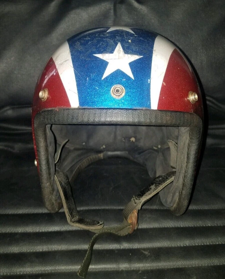 RARO! Casco de moto vintage años 70 rojo blanco azul estrellas BUCO INTERNATIONAL original Foto 4 de 4