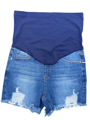 Special A Los Angeles Maternity Shorts Blue Denim Ripped Distressed Jeans Large
