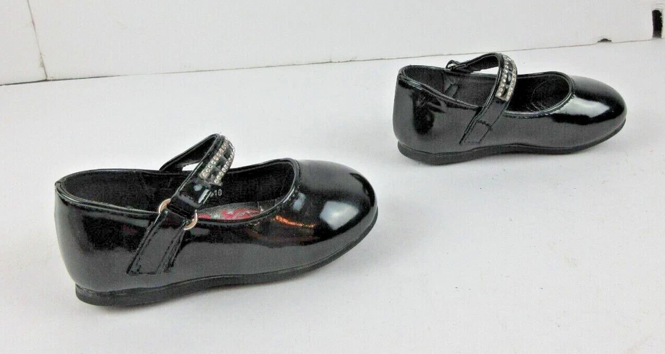 Zapatos de vestir Josmo infantiles niñas charol cuentas negras talla 5 niño pequeño Foto 3 de 4