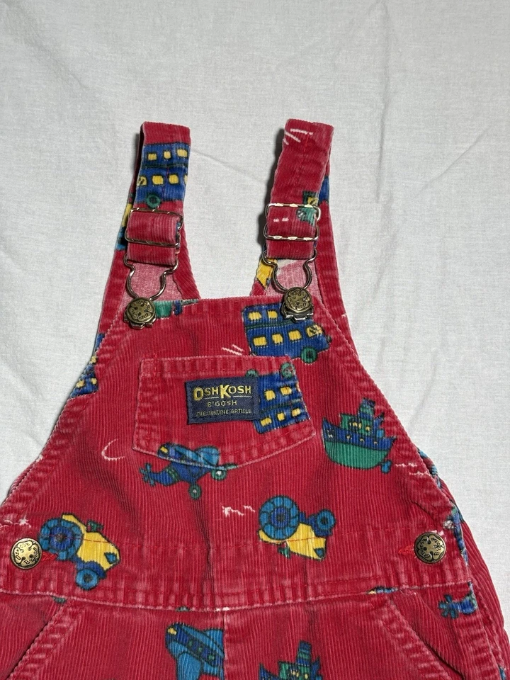 Vintage OshKosh B’Gosh Vesbak Overalls Corduroy Baby 2T USA Made Tractor - Image 2 of 4