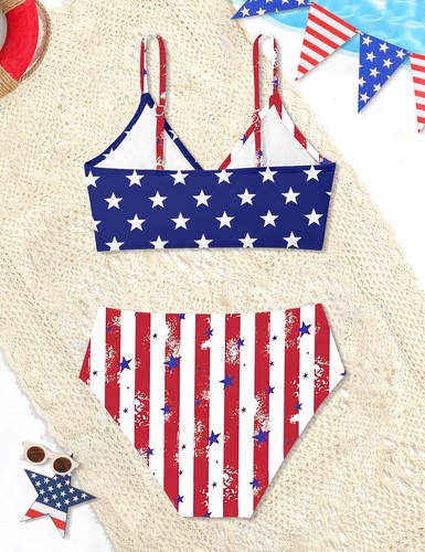 Girls 4th of July Swimsuit American Flag Swimwear Patriotic Bathing Suit Four... - Picture 5 of 6
