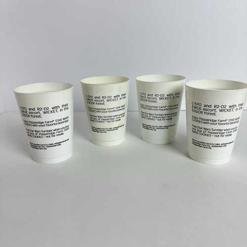 4- Vintage 1983 Pepperidge Farms Star Wars Return Of The Jedi R2-D2 C-3PO Cups - Picture 5 of 8