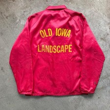 Vintage 70s ChalkLine Old Iowa Landscape Red Button Up Jacket - Size L