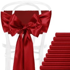 12 Pack Red Satin Chair Sashes Bows Ties 7x108 In Wedding Party Event Decor