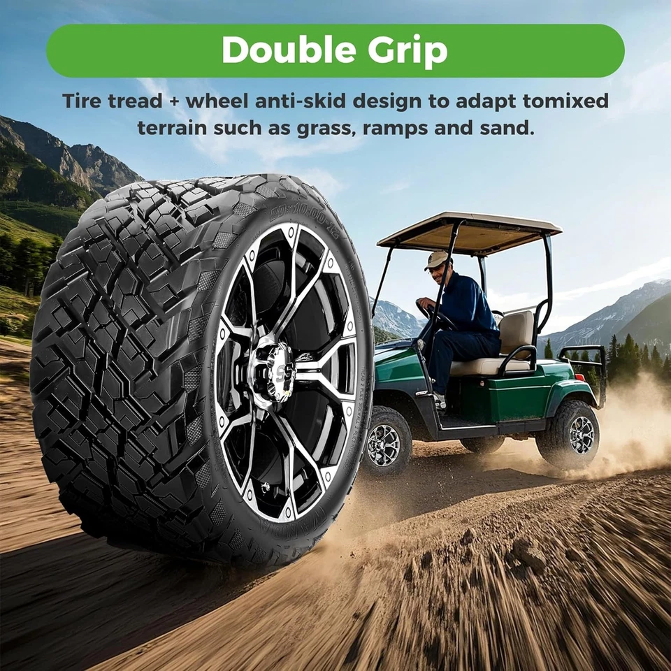 14’’ Golf Cart Wheels Rims & 23x10-14 All Terrain Tires for Yamaha EZGO Club Car - Image 4 of 4