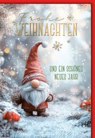 Weihnachten GrußKarte Mit Umschlag Wichtel Im Wald Mit Pilzen