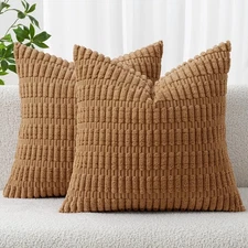 Pack of 2 Corduroy Decorative Euro Sham Throw Pillow Covers 24x24 Inch Soft B...