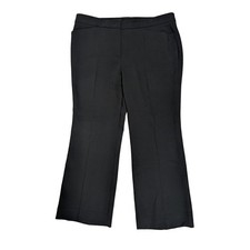 ESCADA Wool Blend Flat Front Crease Black Straight Career Work Size 46 Pants