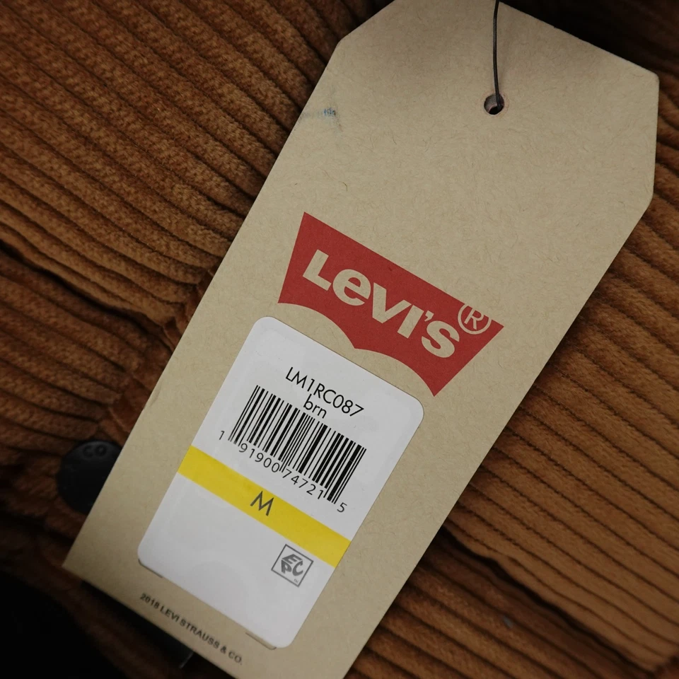 NUEVA Chaqueta Levis Para Hombres M Marrón Pana Acolchada Aislante Abrigo Abombado Exterior Foto 4 de 4