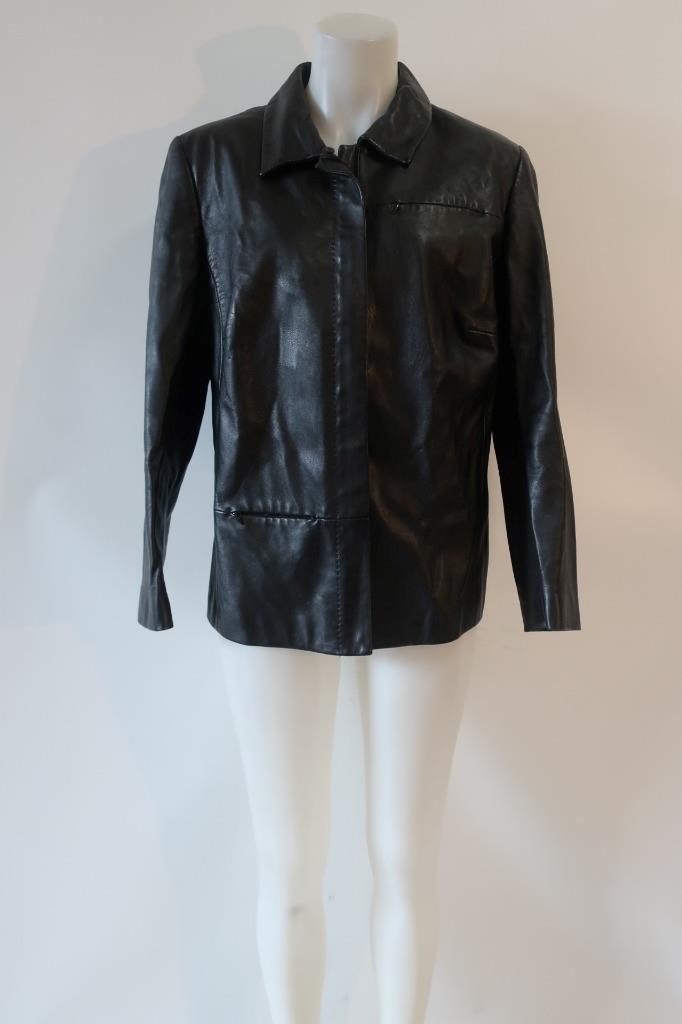 Womens Bloomingdales Black Leather Jacket 14