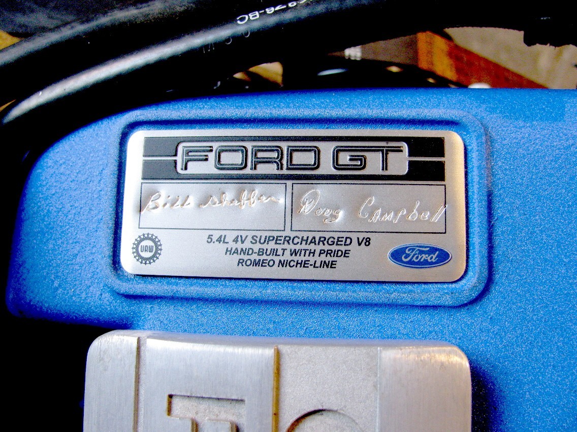2005,2006 FORD GT GT40 SUPERCAR VALVE COVER SIGNATURE PLATE SIGNED 05/06