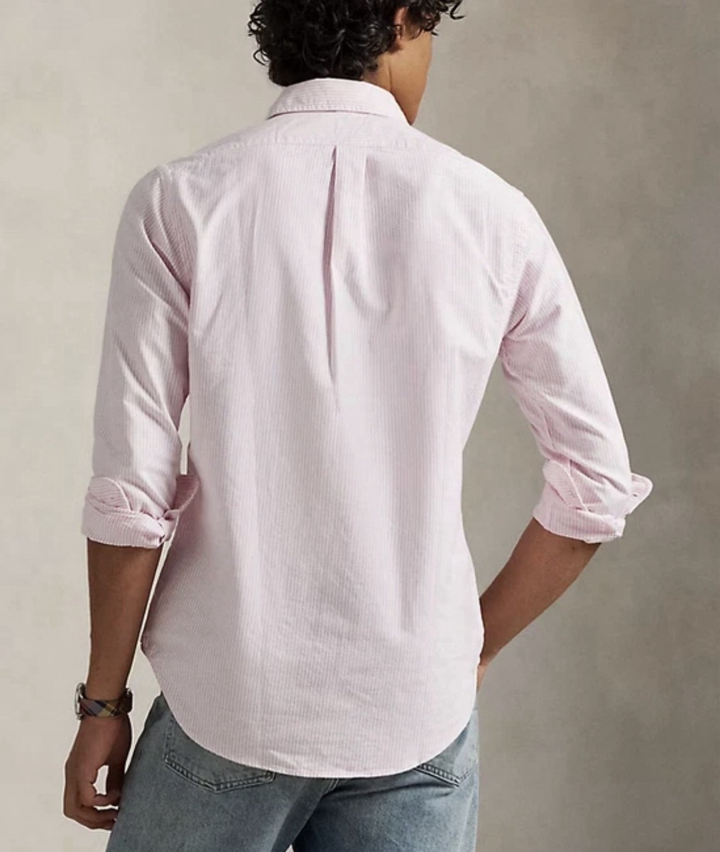 POLO RALPH LAUREN Men's Classic Fit Striped Oxford Shirt Pink