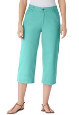 Woman Within Plus Size Perfect 5-Pocket Back-Elastic Denim Capri