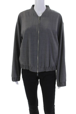 Marella Sport Womens Full Zipper Pleadi Jacket Melange Gray Wool Size 12